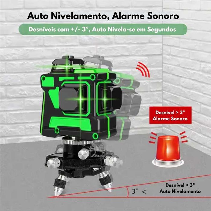 Nível Laser com 16/12/8/4 Linhas 360º c/ mala de transporte 2 Baterias
