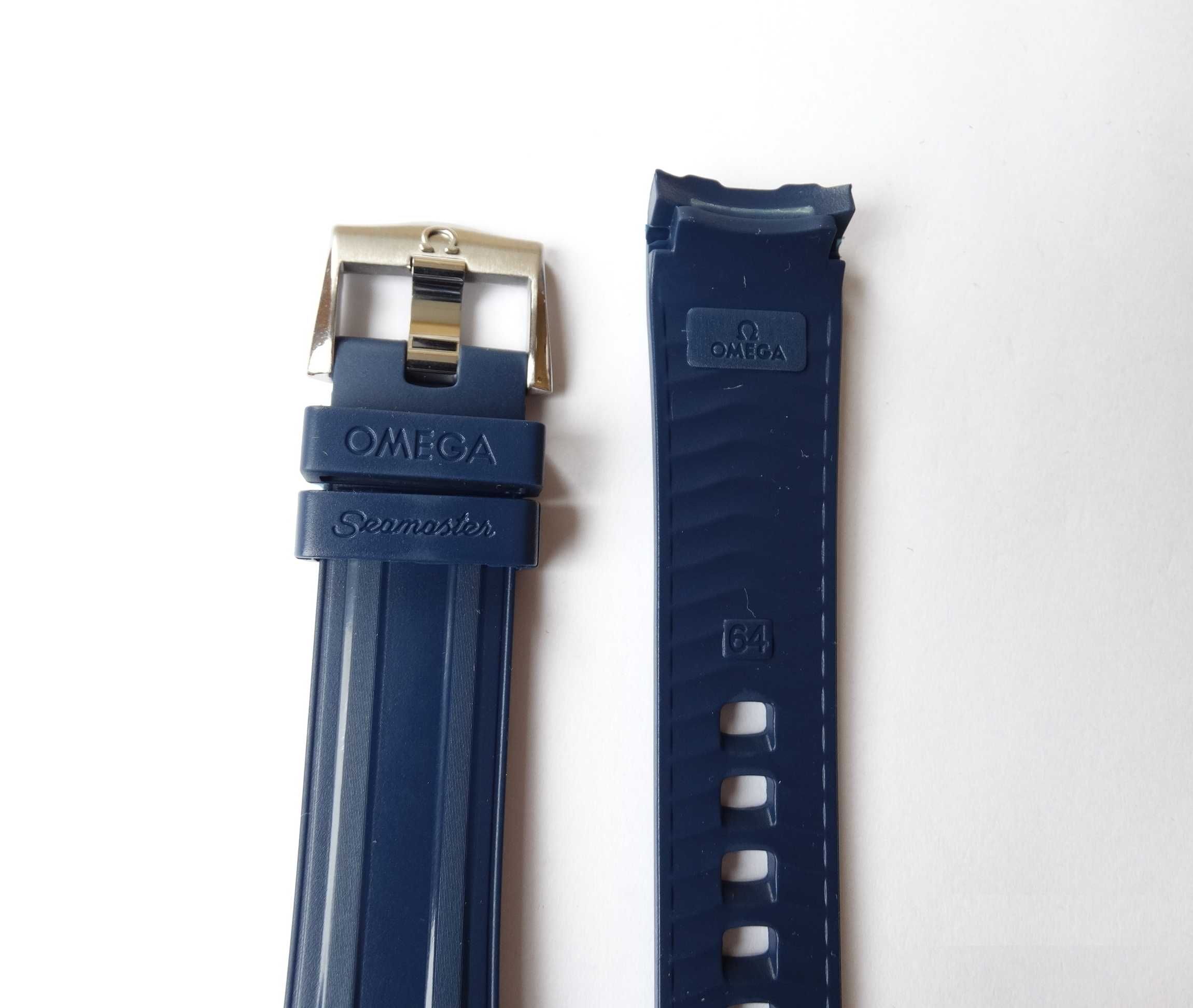 Pasek silikonowy 20mm do zegarka Omega Seamaster granatowy gumowy