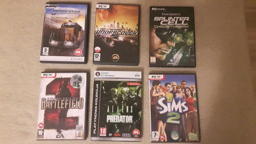 Gry oryginalne Sims 2, Need for speed Splinter Cell, Train Symulator