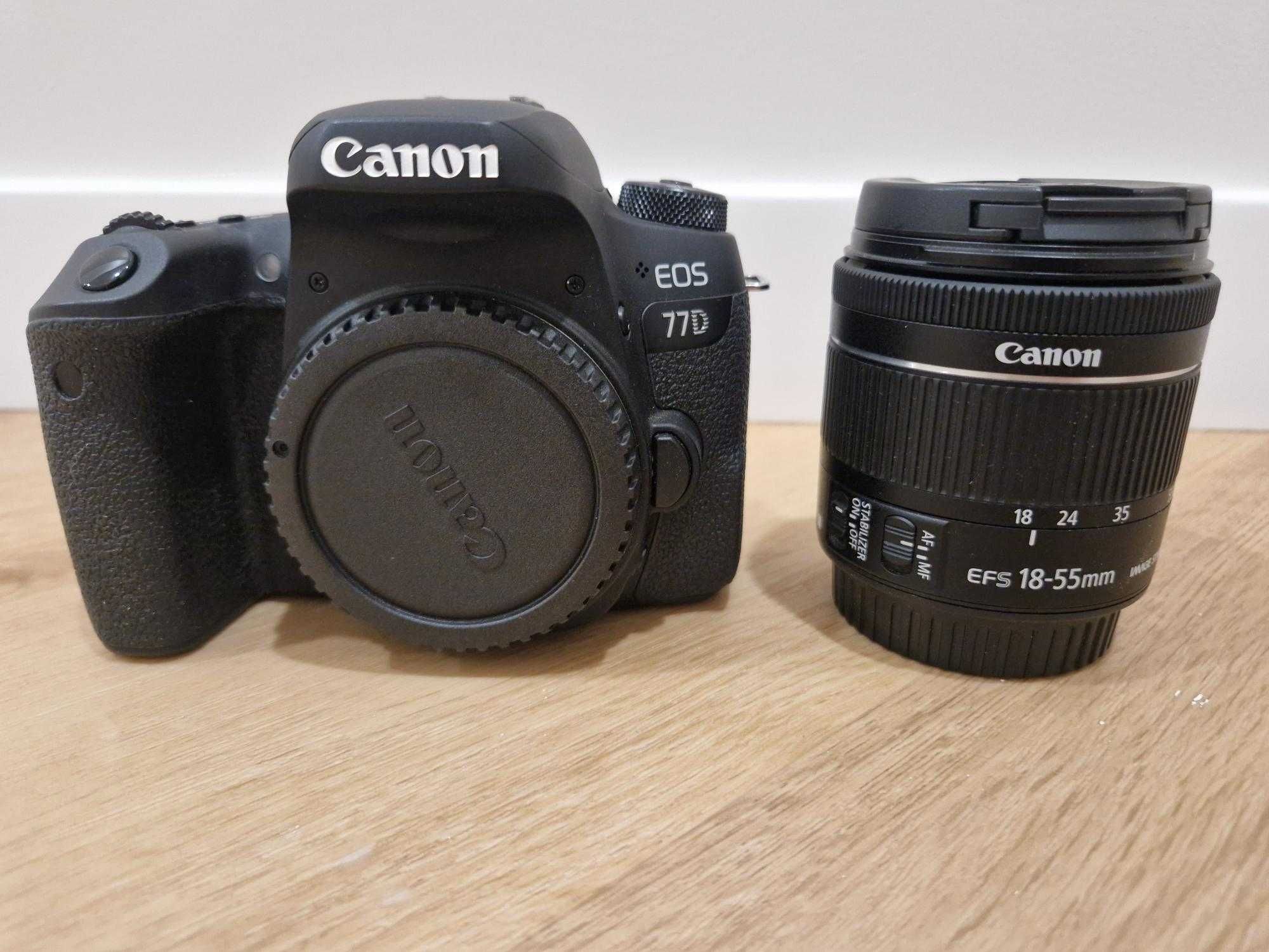 Canon EOS 77d obiektyw EFS 18-55mm + dodatki