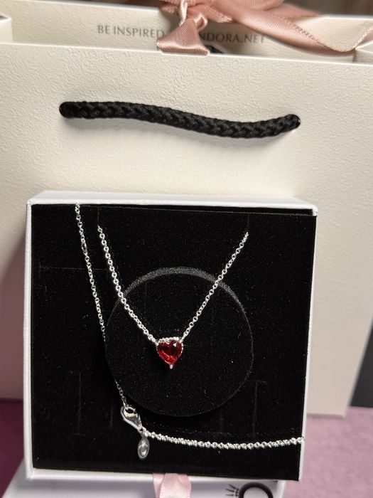 Кольє блискуче червоне серце Pandora Пандора