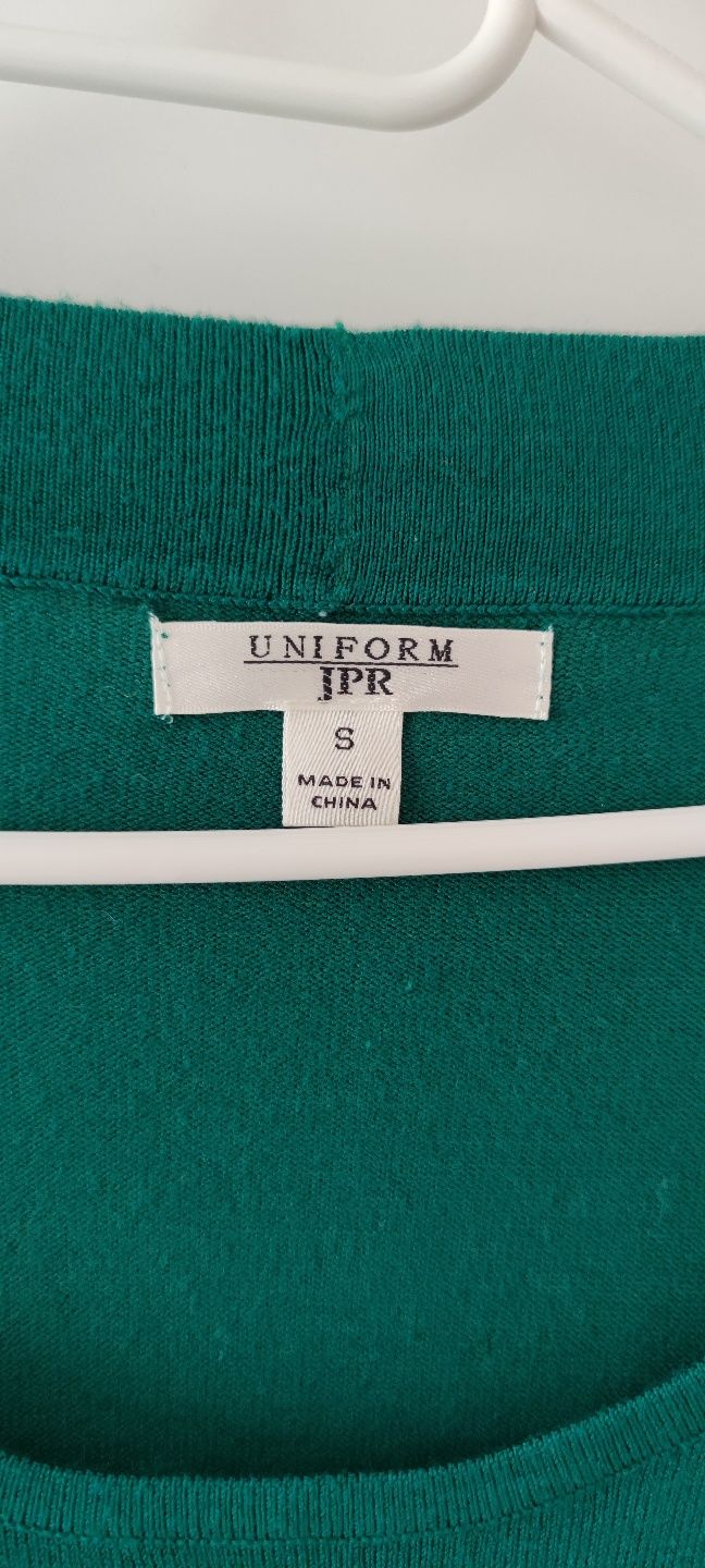 Bluzka sweterkowa butelkowa zieleń rękaw 3/4 podwójny przód L 40 XL 42