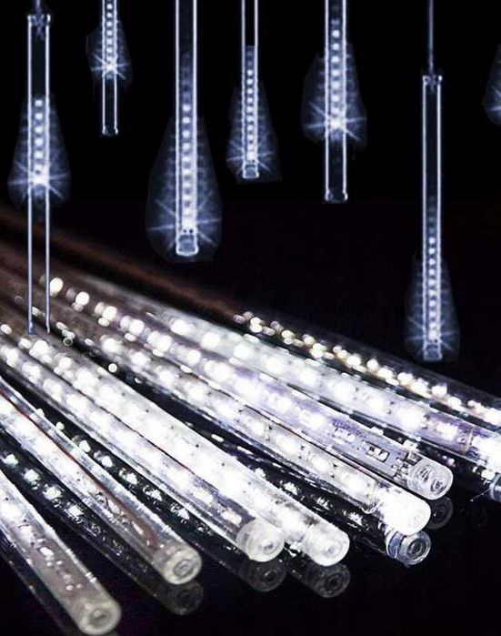 Kurtyna ruchome meteory spadający śnieg 8 szt sopli led biały zimny