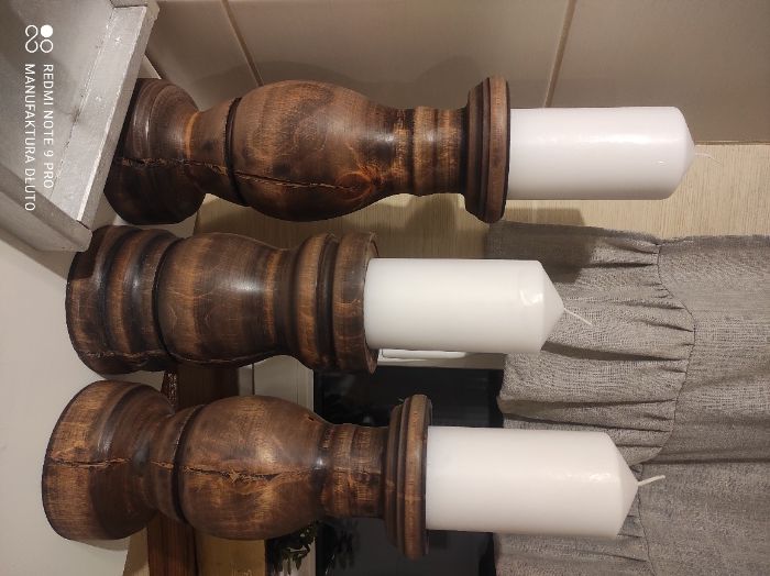 Prezent Hand made świecznik drewniany toczony