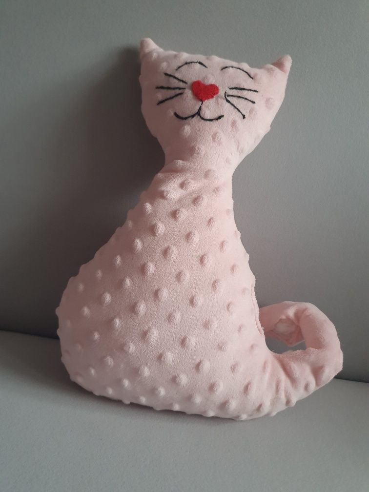 Nowa słodka poduszeczka kotek różowy Minky 33cm