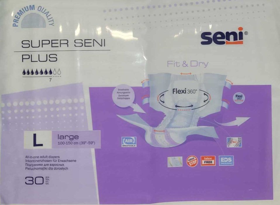 Pieluchomajtki dla dorosłych L NA RZEPY 30SZT. SENI SUPER PLUS