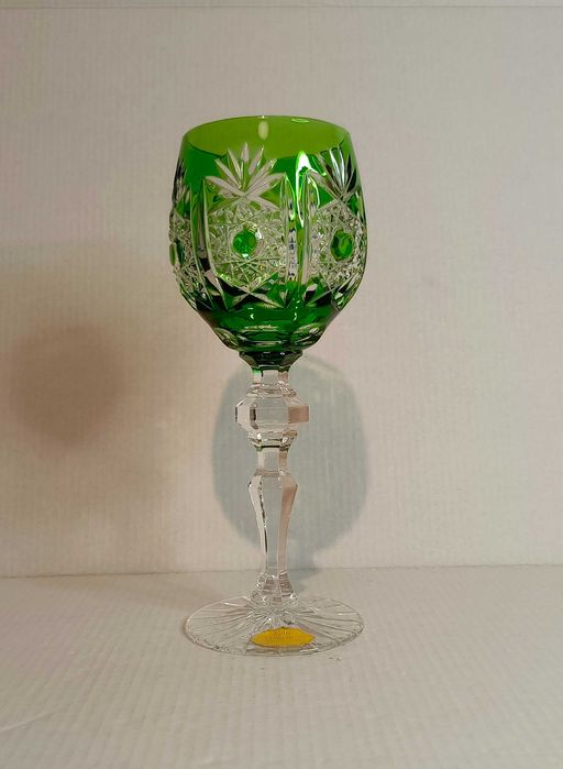 Kieliszek kryształowy do wina, remer, roemer, zielony
