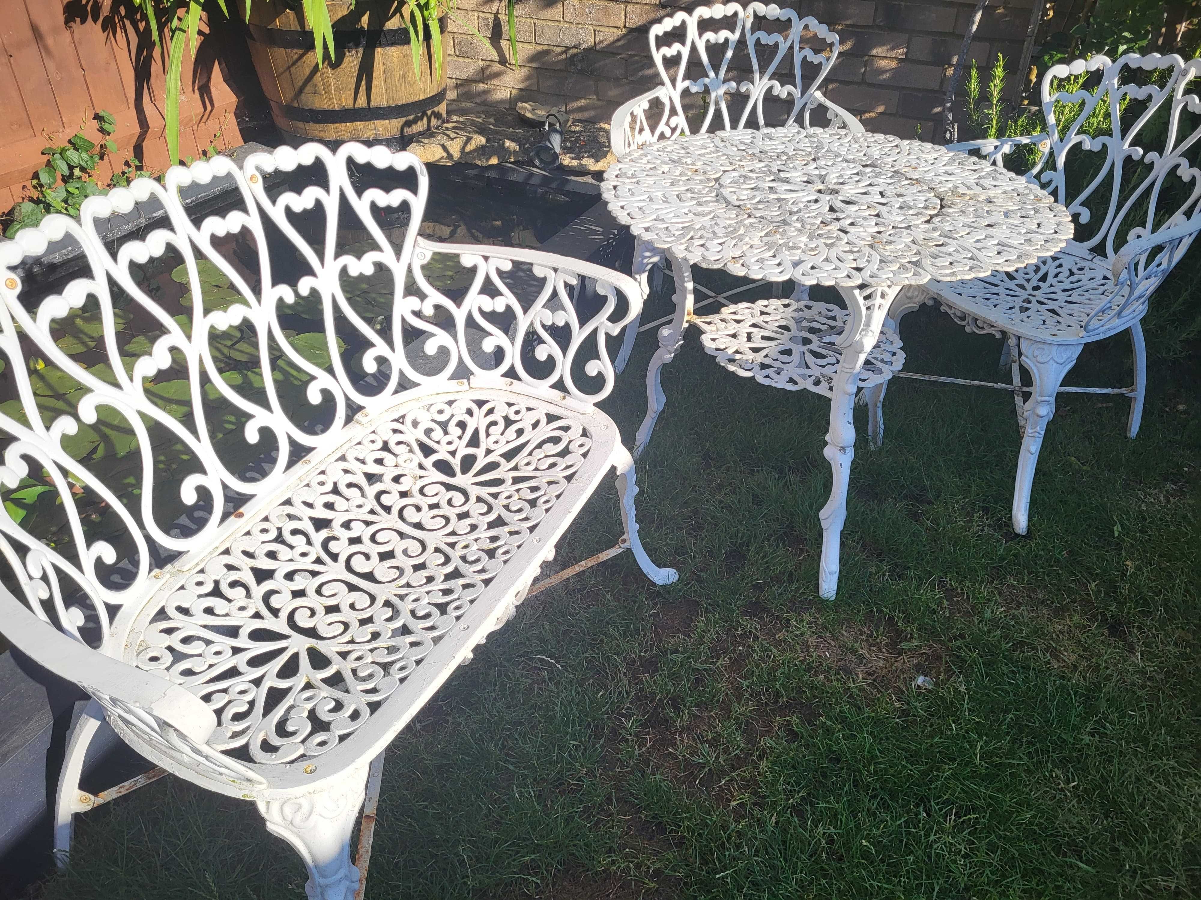 Aluminiowe meble ogrodowe. zestaw w stylu  francuski dworek. Unikat