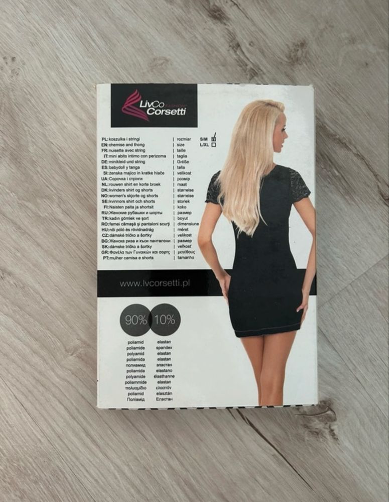Nowy komplet bielizny koszulka i stringi S M
