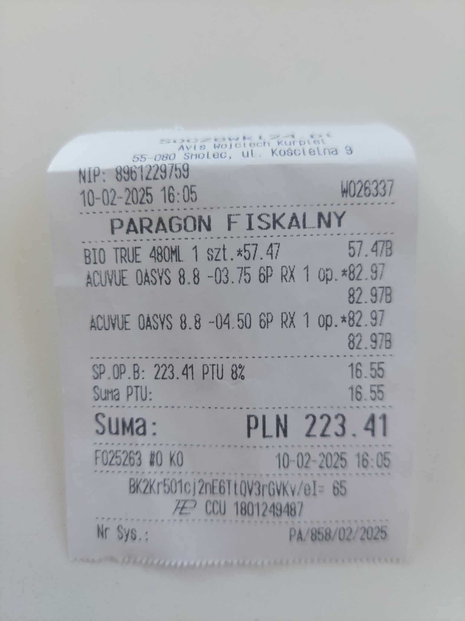Soczewki 6 x Acuvue Oasys, moc (-4,50), krzywizna 8,8