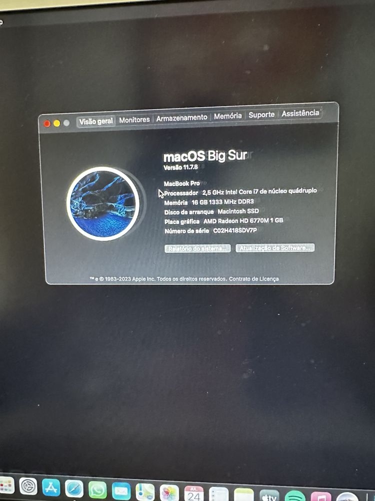 MacBook Pro 15 ‘’ i7 2.5Ghz 16Gb RAM 500GB SSD 2012