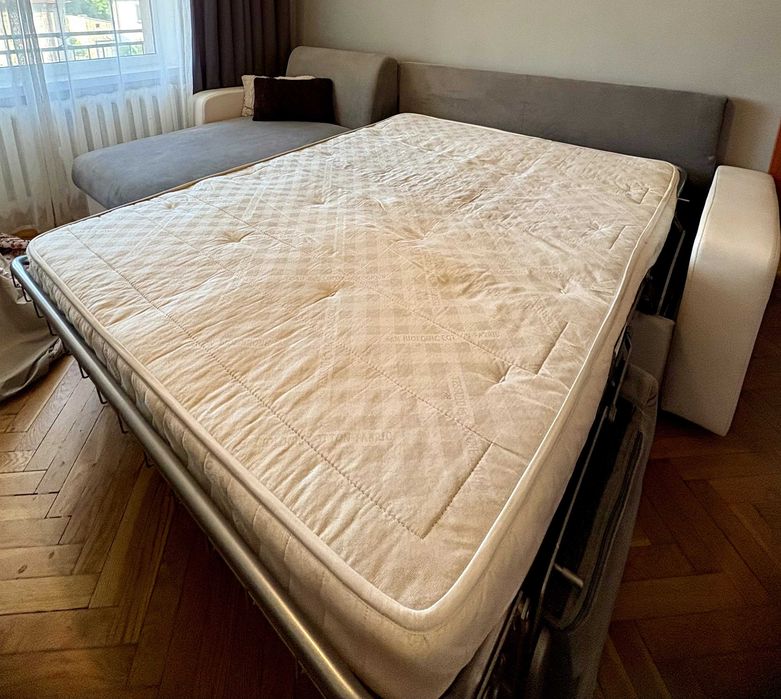 Rogówka z systemem włoskim 280x170cm szara, rozkładana, funkcja spania