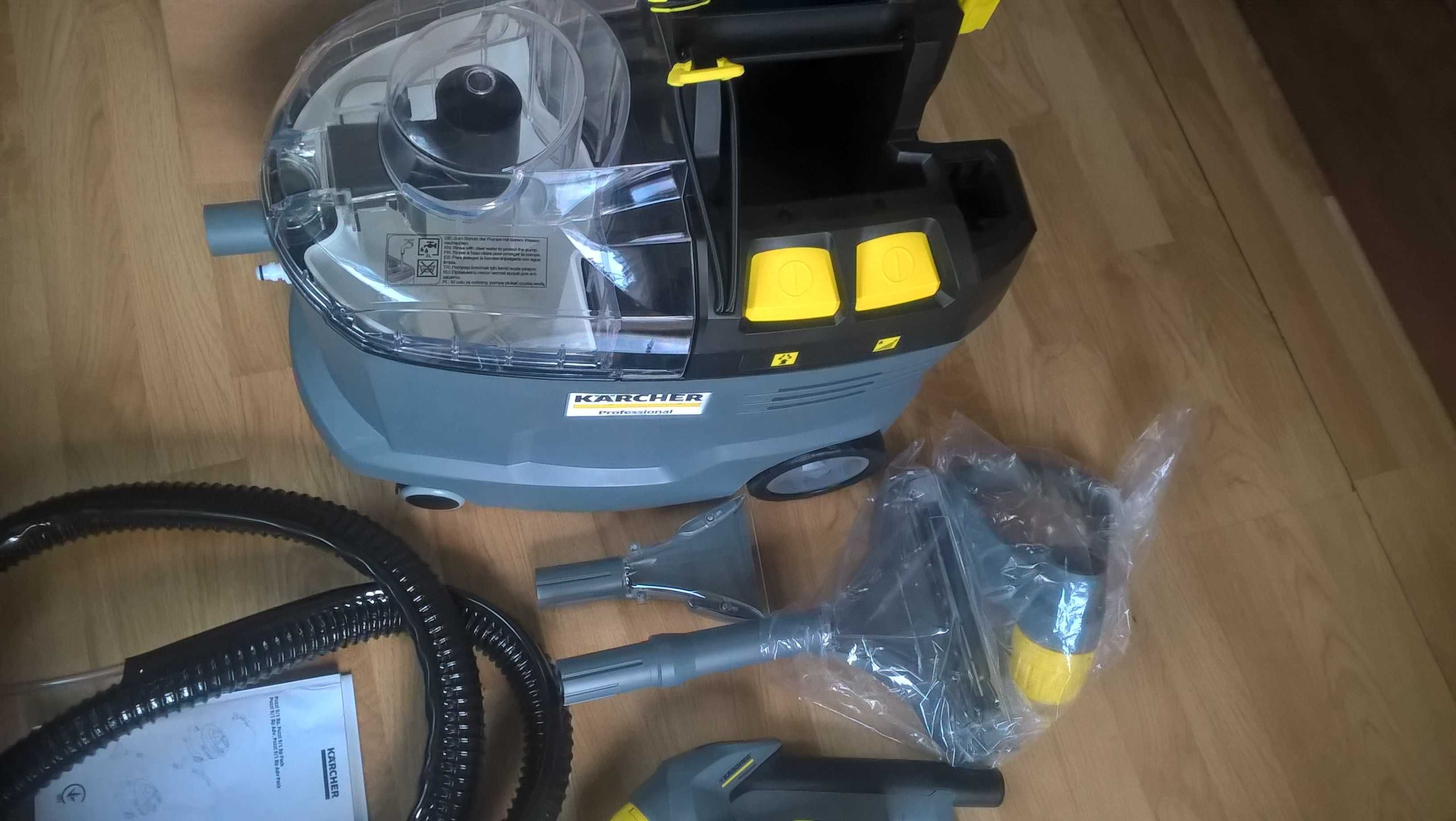 Bateryjny odkurzacz piorący karcher puzzi 9/1 BP Nowy Full Zestaw!