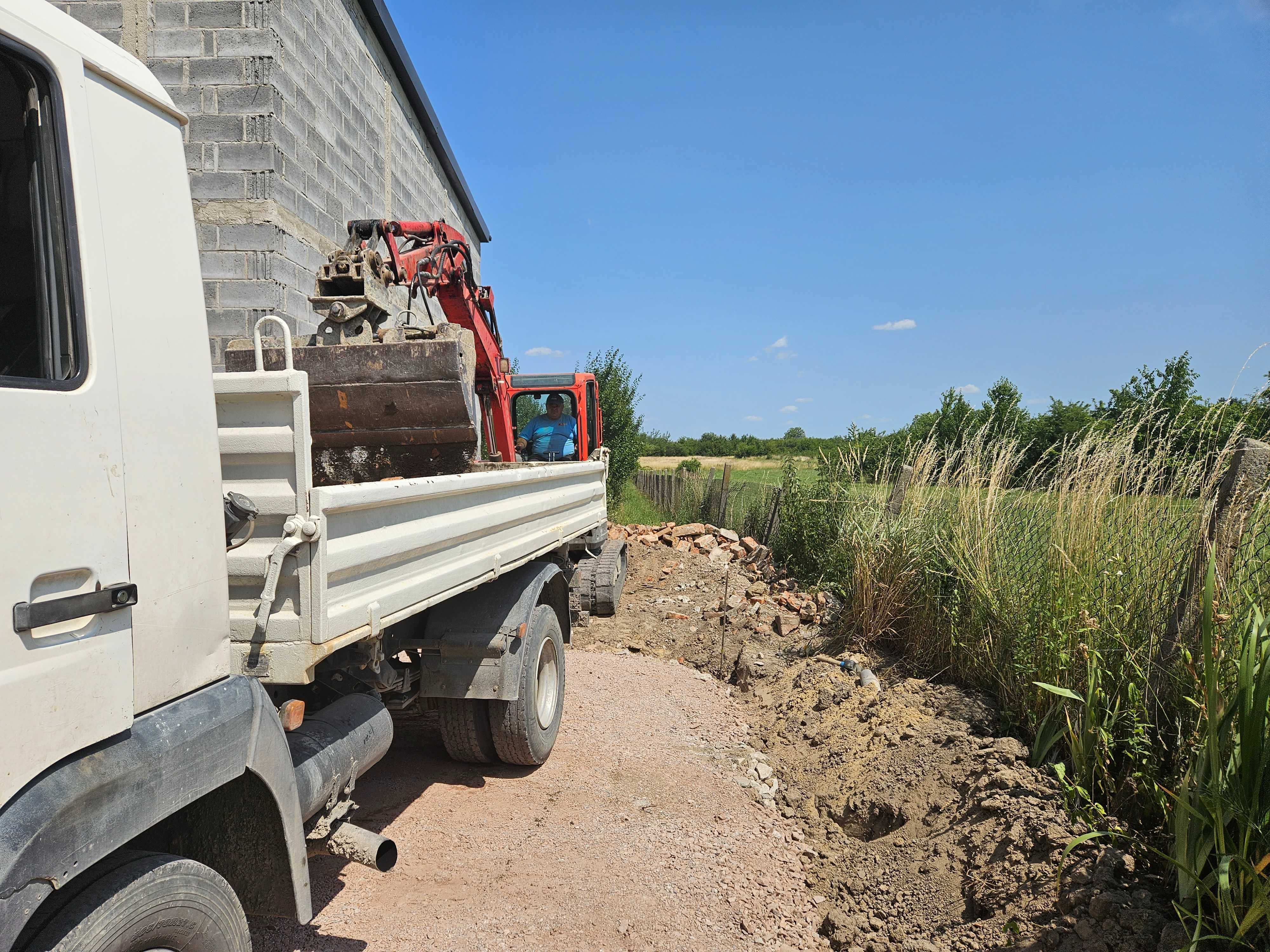 Usługi transportowe wywrotką usługi koparką wykopy rozbiórki młot gruz