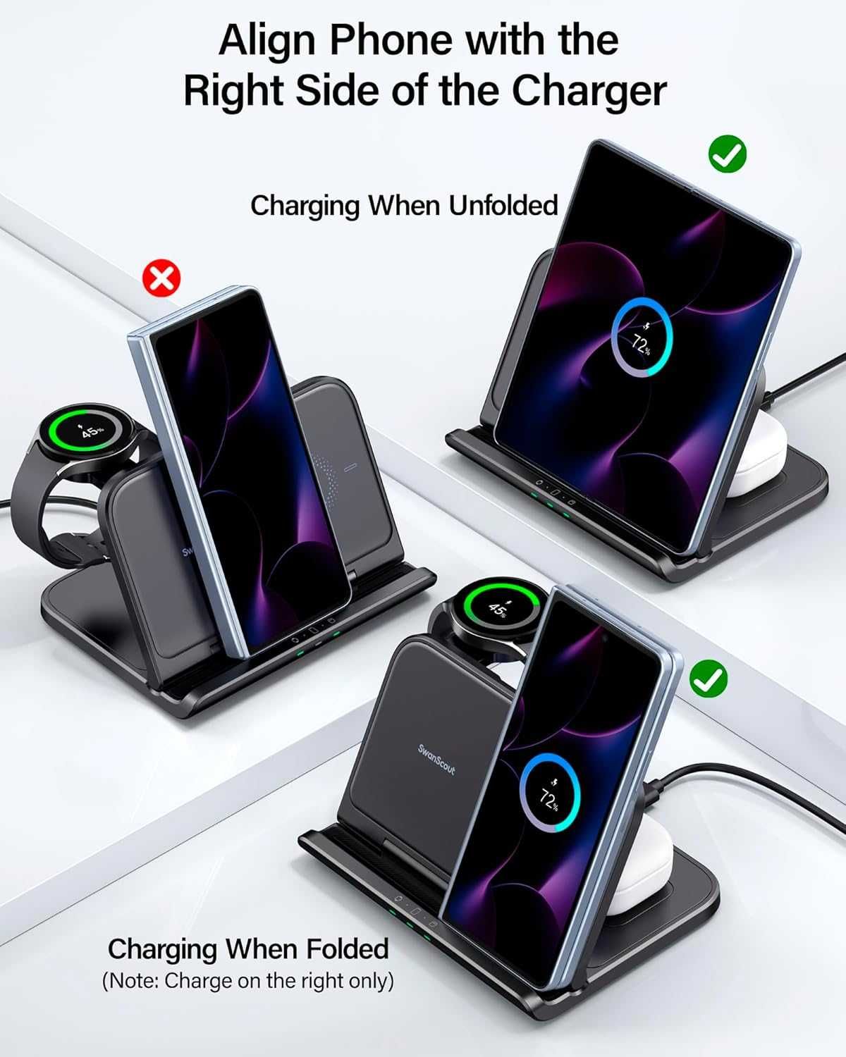Ładowarka bezprzewodowa 25W, Samsung Z Fold, Watch Ultra, Galaxy Buds