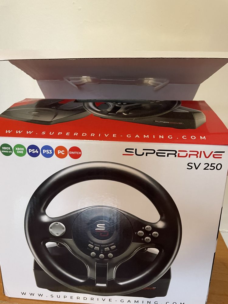 Racing steering wheel with pedals and shift paddles for Nintendo