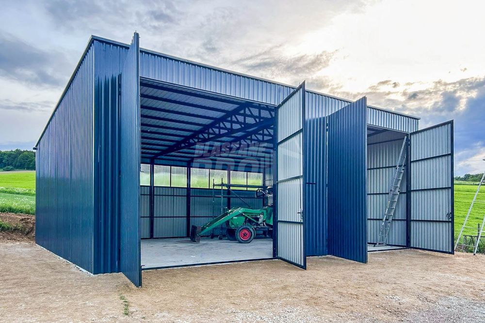 Hala Garaż Blaszany 12-6m 2x Bramy dwuskrzydłowe Antracyt   GP417
