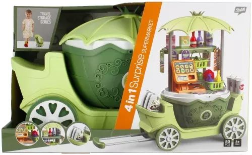 Supermarket z akcesoriami w walizce