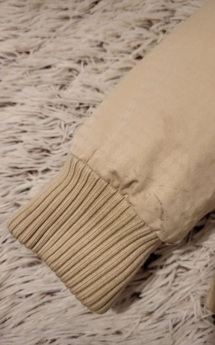 Husky damska kremowa ocieplana zimowa kurtka kaptur z futerkiem