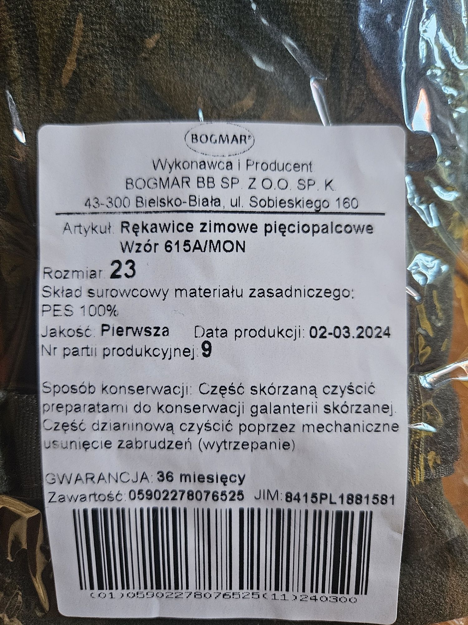 Rękawice zimowe zielone