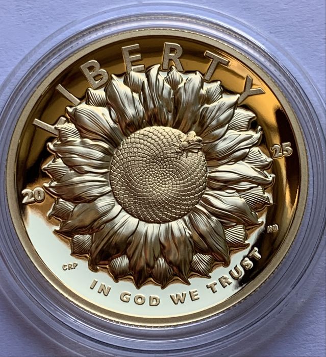 Золота монета «Соняшник» високий рельєф,пруф