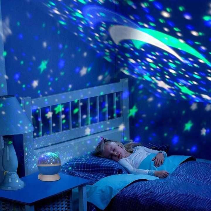 GalaxyDream 360: Obrotowa Niebieska Lampka Projektor Gwiazd