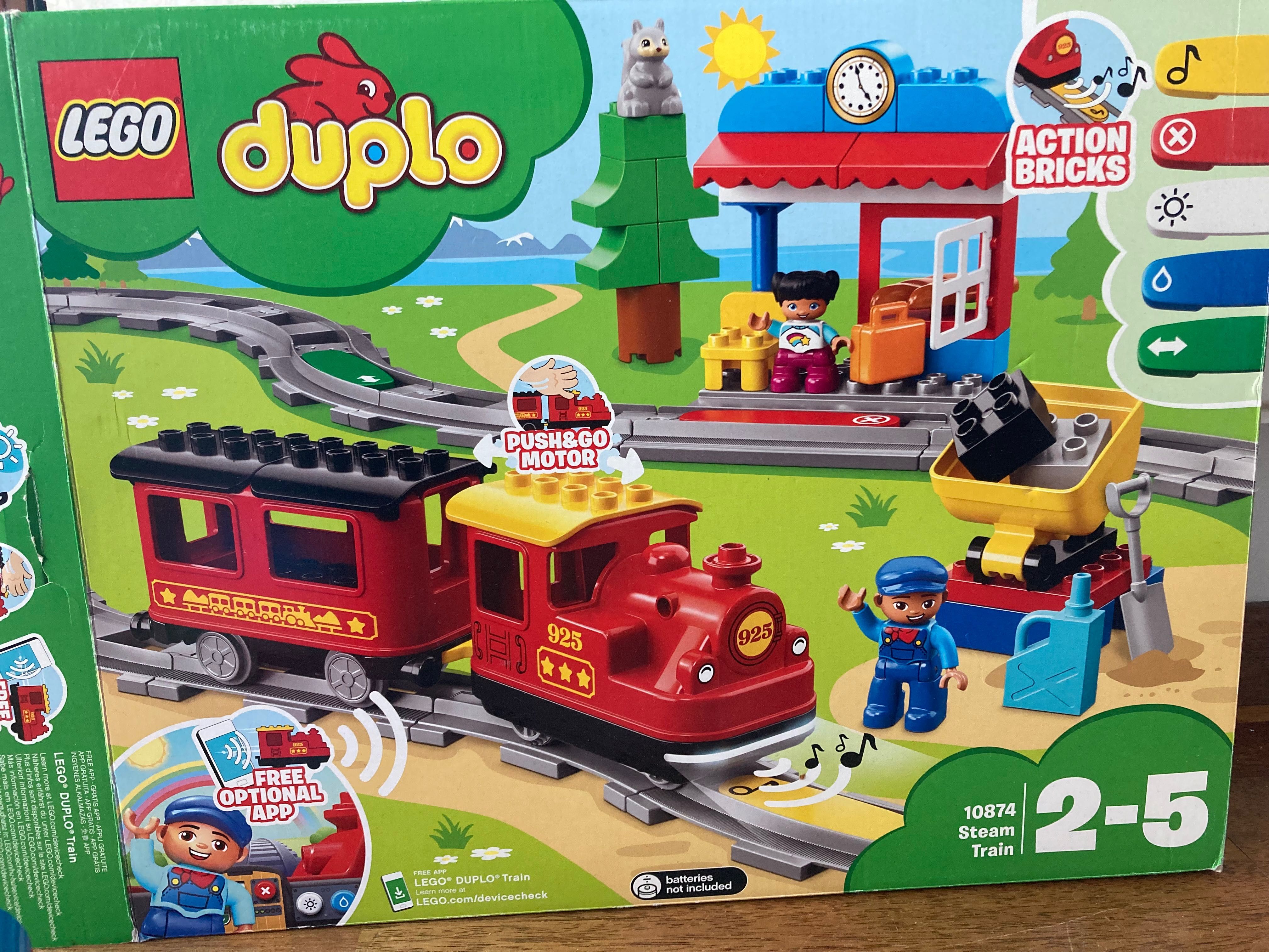 Klocki LEGO DUPLO Pociąg parowy 10874 + tory UNICO