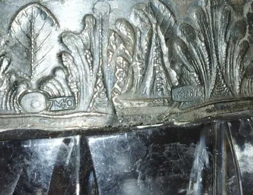 Хрустальная ваза ободок серебро. Красивая патина