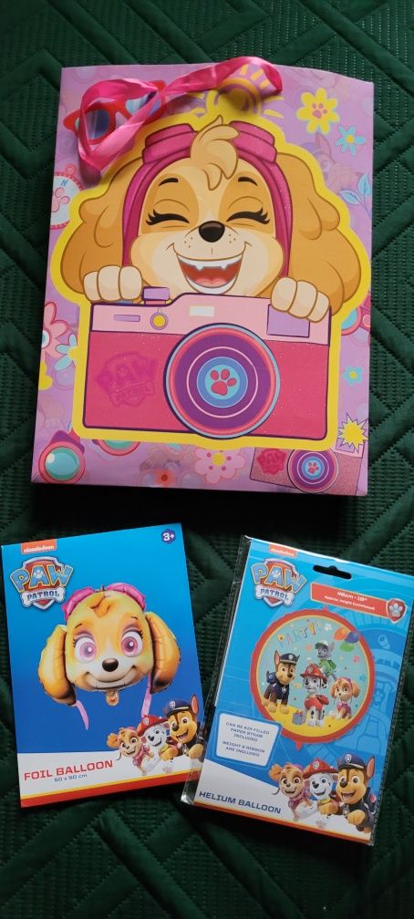 Nowe balony paw patrol psi patrol plus torba prezentowa skye