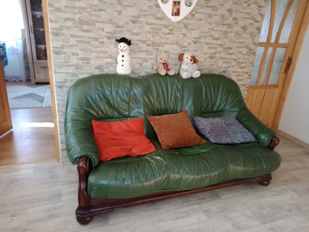 Sofa skórzana zielona