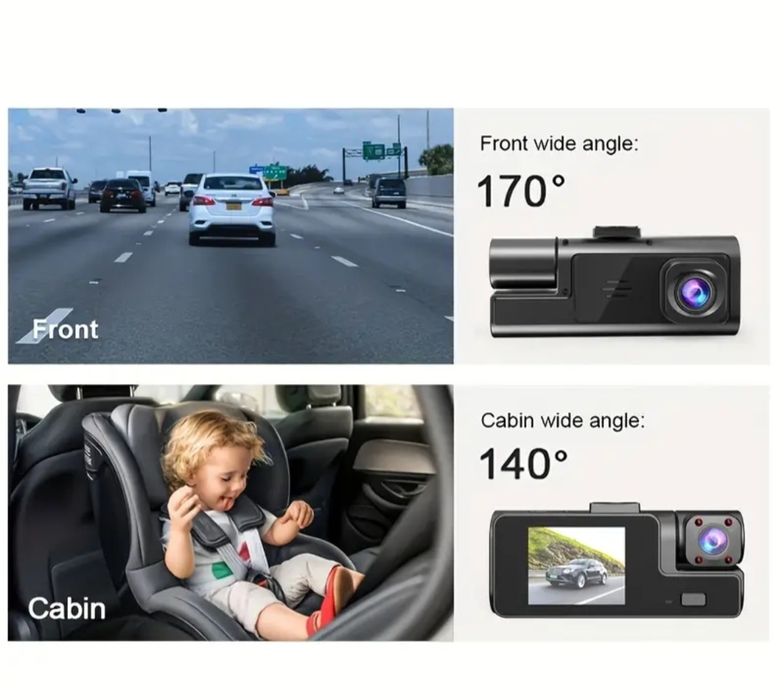 Câmara dupla de vigilancia para carro 1080P com sensor