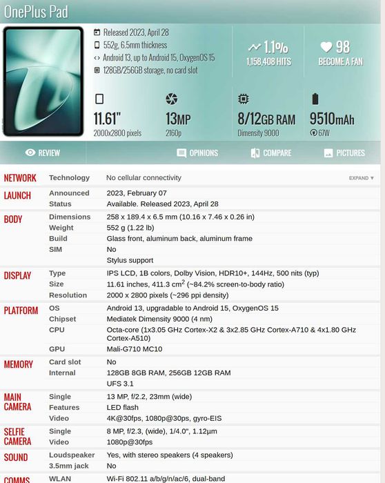 планшет 12 д OnePlus Pad 128гб 8 озу  + чохол як новий повний комплект