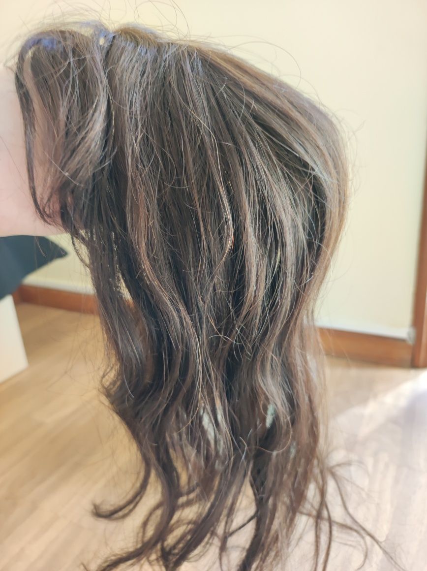 Peruca parcial de cabelo natural