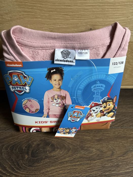 Dziecięca bluza dresowa Psi Patrol blady róż r. 122/128