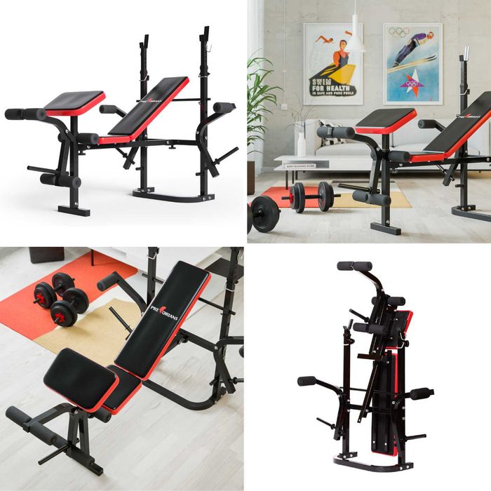 Zestaw do ćwiczeń 115kg - ławeczka treningowa sztangą 180cm obciążenia