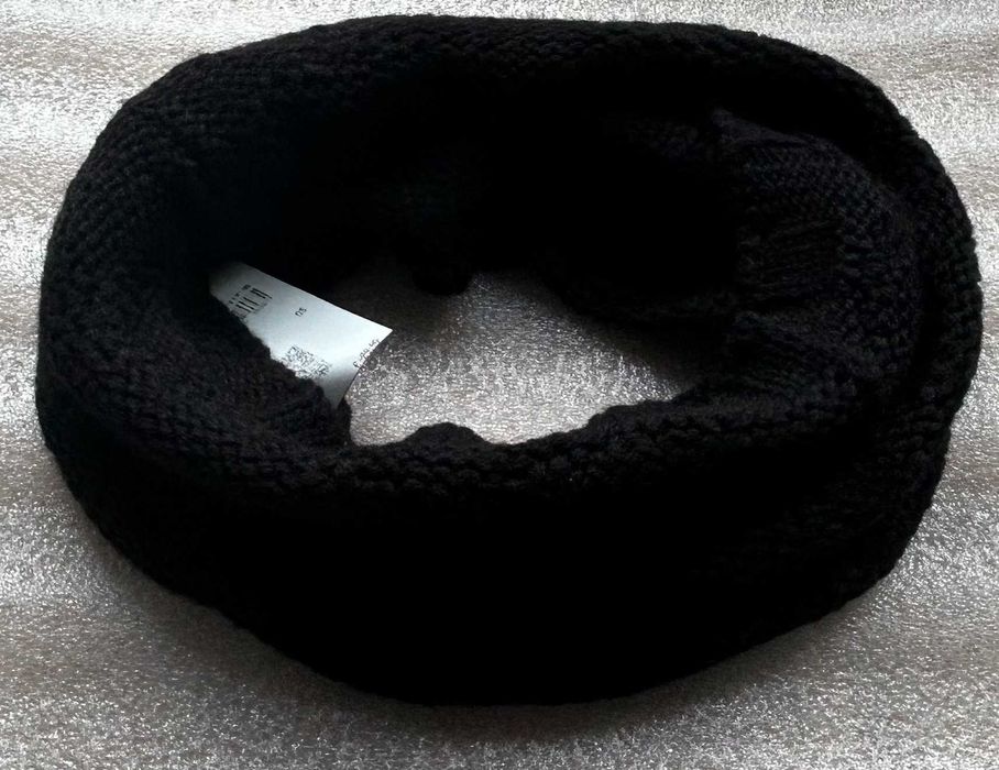 Ciepły Damski włoski komin Wool & Co z alpaką CZARNY