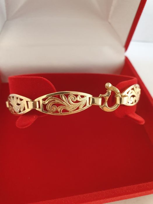 WŁOSKA BAJKOWA złota bransoletka  szeroka mocna solidna.