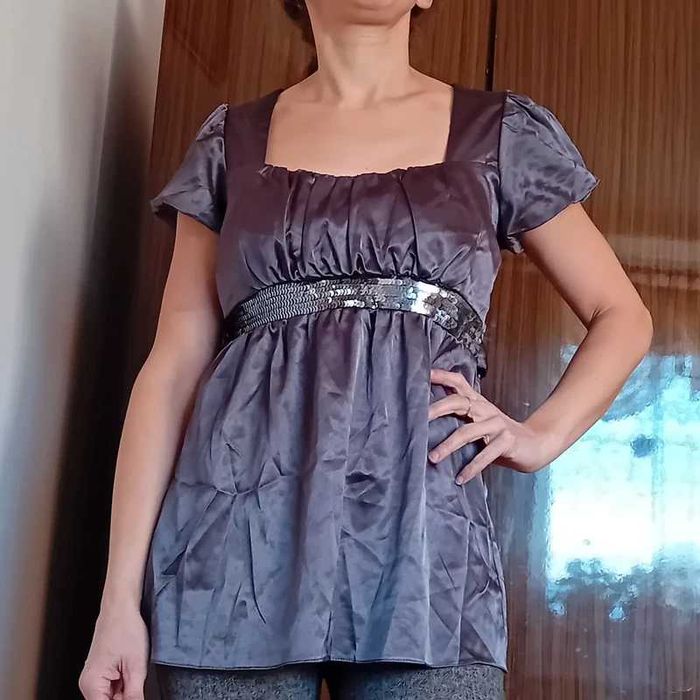 bluzka satynowa szara cienka 40