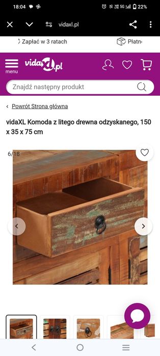 Komoda z litego drewna odzyskanego, 150 x 35 x 75 cm