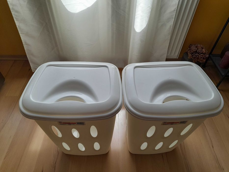Kosz na pranie 45L  z pokrywą, biały