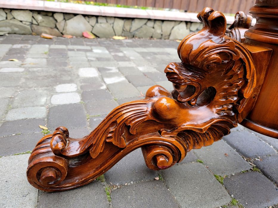 Вінтажний Дубовый обеденный стол резьба Барокко  Бельгия