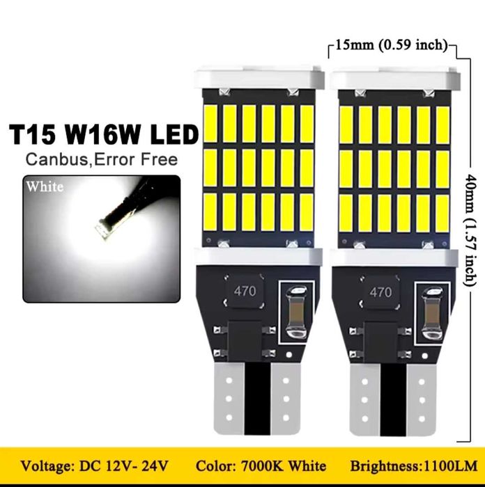W16W T15 LED лампа переднього габариту / заднього ходу (посилена W5W)