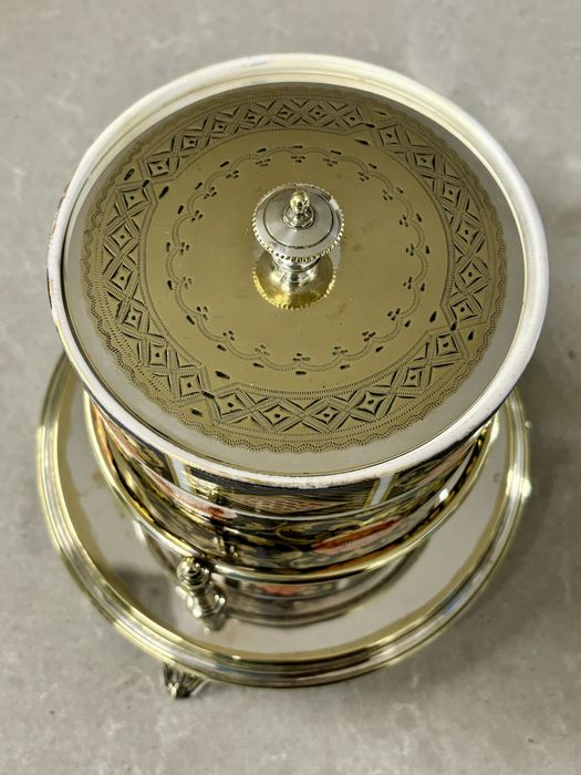Pojemnik porcelanowy Spode Imari ze stojakiem Evans & Matthews XIX w