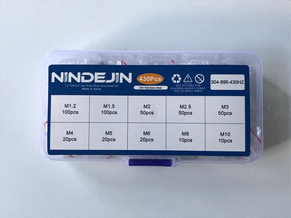 Kit de Anéis E (E-Clips) de Aço Inoxidável – NINDEJIN 430 Peças