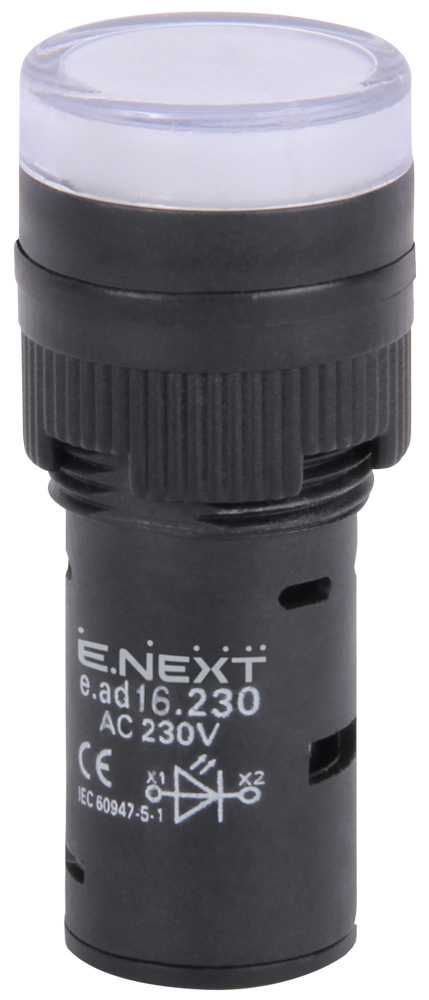 Wskaźnik LED 16mm 230V AC biały