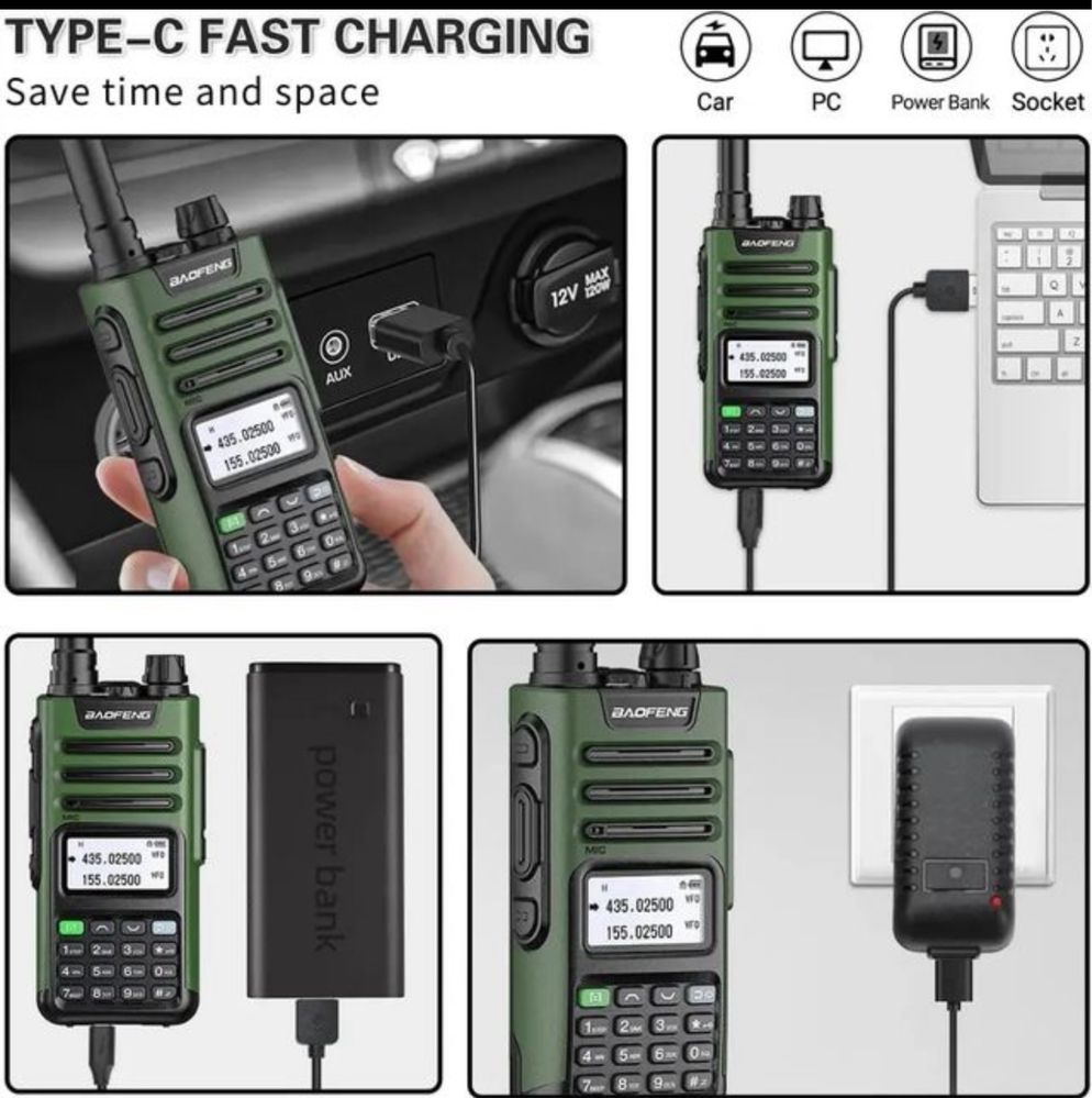 Walkie talkie banda dupla UHF VHF