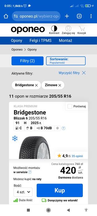 Opony 205/55/16 BRIDGESTONE 2022rok produkcji