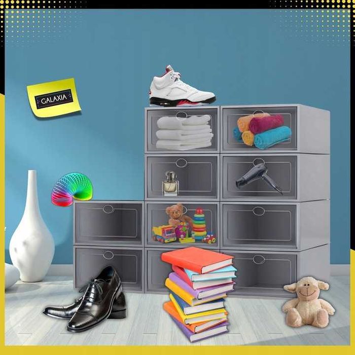 10x Pudełka Na Buty Organizer Pudełko Szafka Półka Pojemniki Obuwie