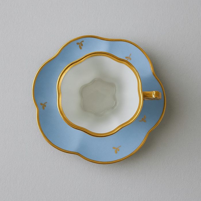 Elegancka filiżanka z talerzykiem – Limoges J.B., ręczne złocenia-cudo