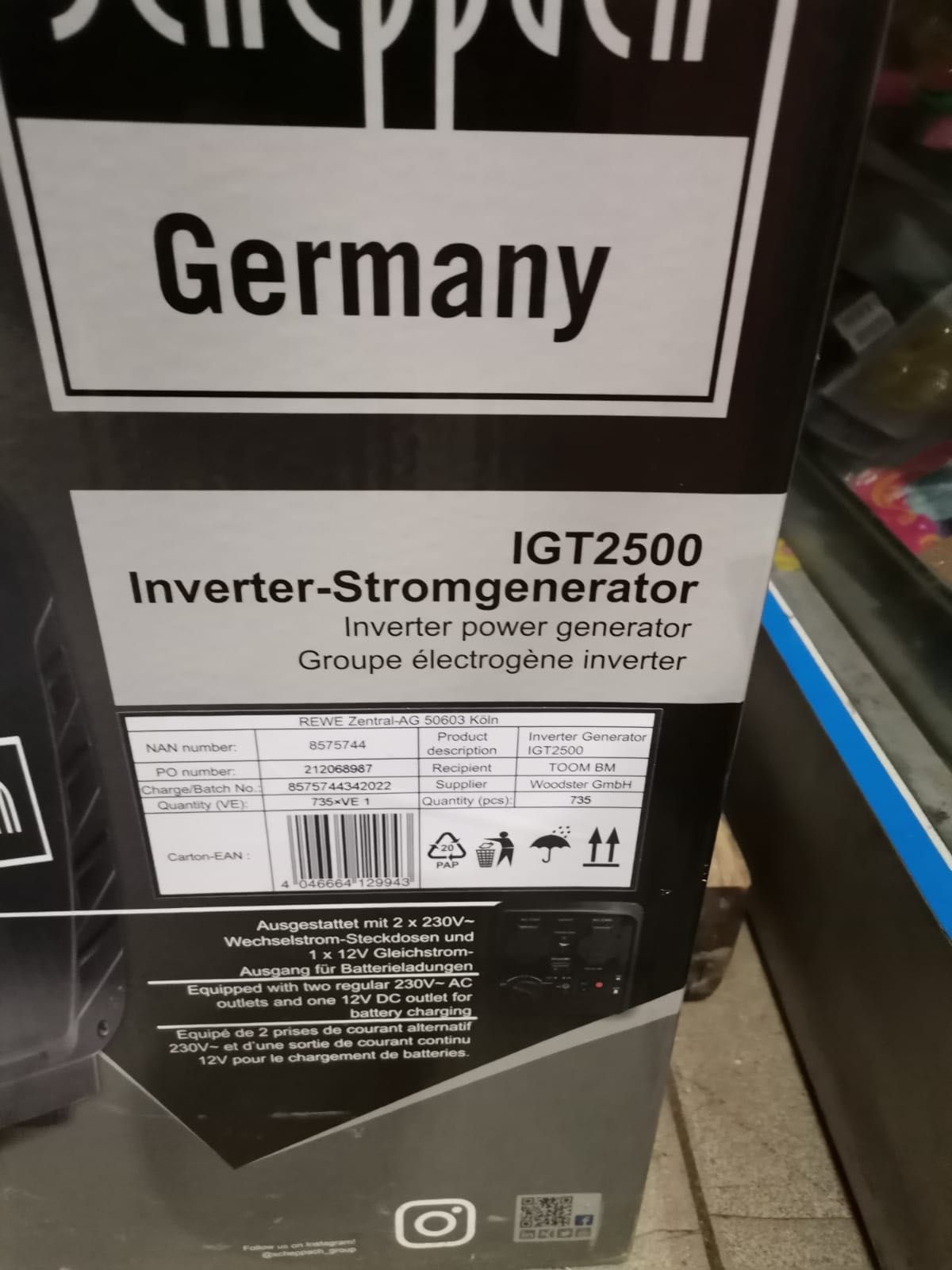 Інверторний генератор Scheppach Germany IGT 2500